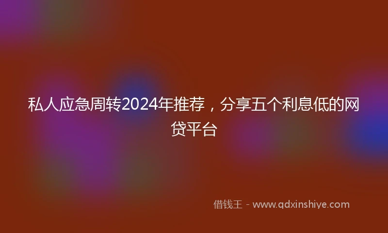 私人应急周转2024年推荐，分享五个利息低的网贷平台
