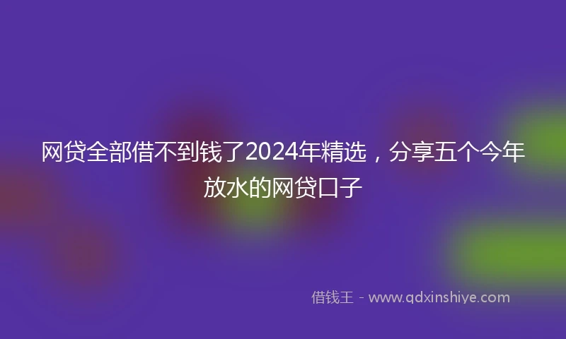 网贷全部借不到钱了2024年精选，分享五个今年放水的网贷口子