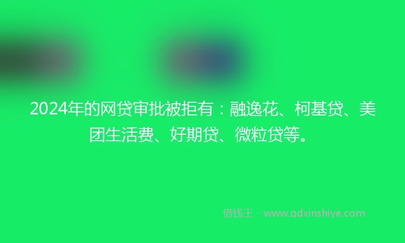 2024年的网贷审批被拒有：融逸花、柯基贷、美团生活费、好期贷、微粒贷等。