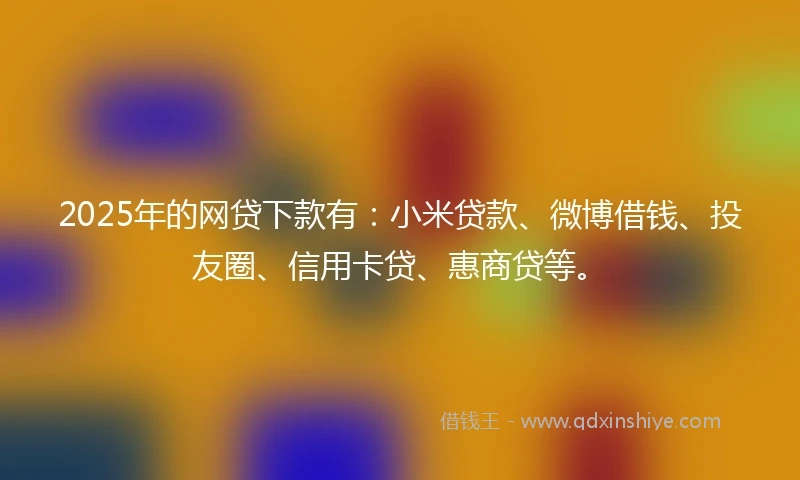 2025年的网贷下款有：小米贷款、微博借钱、投友圈、信用卡贷、惠商贷等。