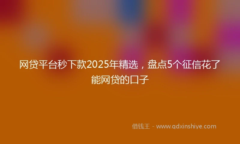 网贷平台秒下款2025年精选，盘点5个征信花了能网贷的口子