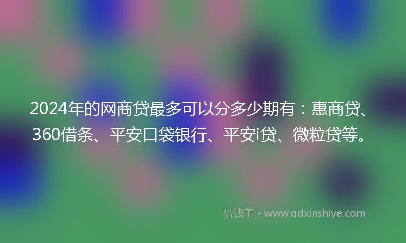 2024年的网商贷最多可以分多少期有：惠商贷、360借条、平安口袋银行、平安i贷、微粒贷等。