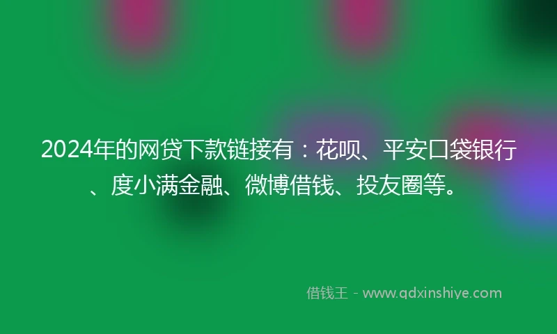 2024年的网贷下款链接有：花呗、平安口袋银行、度小满金融、微博借钱、投友圈等。