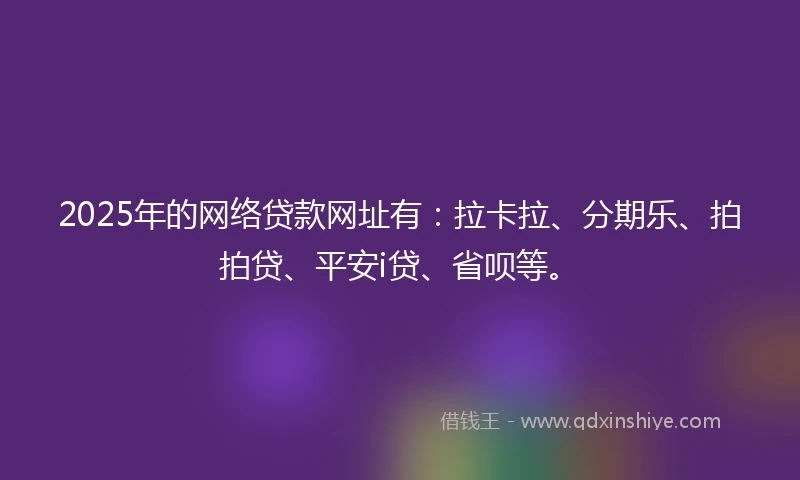 2025年的网络贷款网址有：拉卡拉、分期乐、拍拍贷、平安i贷、省呗等。