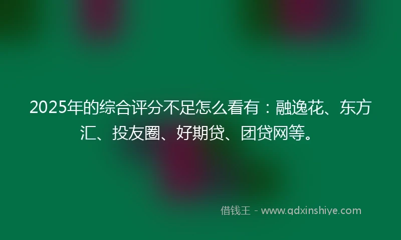 2025年的综合评分不足怎么看有：融逸花、东方汇、投友圈、好期贷、团贷网等。