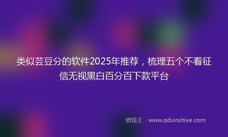 类似芸豆分的软件2025年推荐，梳理五个不看征信无视黑白百分百下款平台