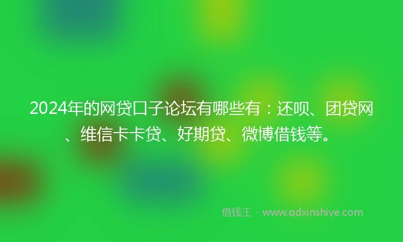 2024年的网贷口子论坛有哪些有：还呗、团贷网、维信卡卡贷、好期贷、微博借钱等。
