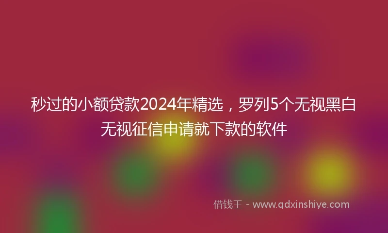 秒过的小额贷款2024年精选，罗列5个无视黑白无视征信申请就下款的软件
