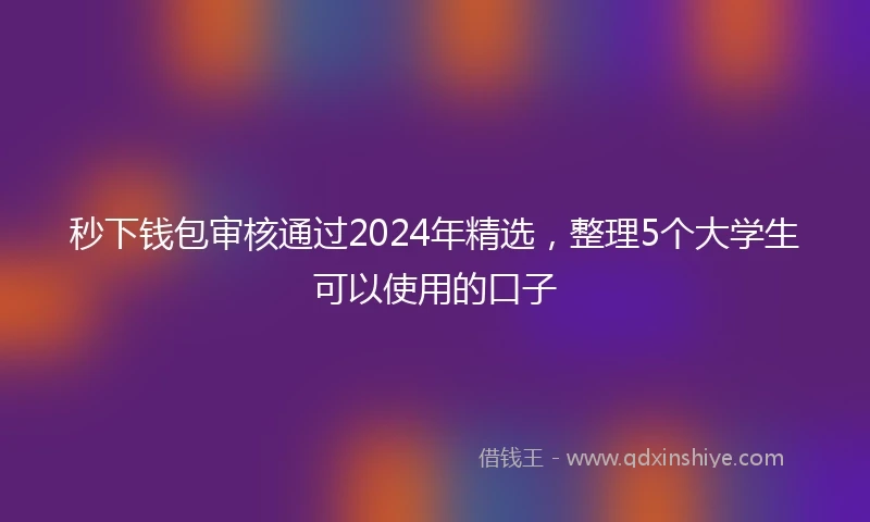 秒下钱包审核通过2024年精选，整理5个大学生可以使用的口子