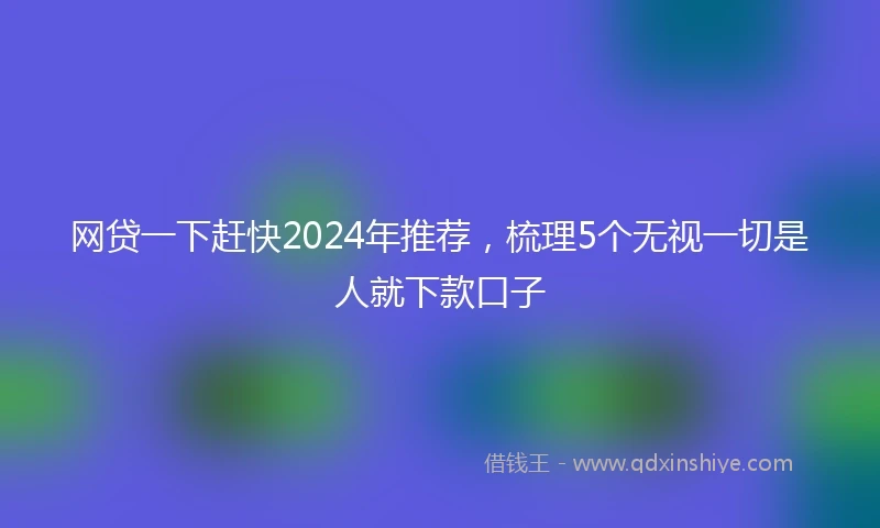 网贷一下赶快2024年推荐，梳理5个无视一切是人就下款口子
