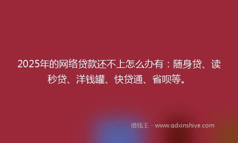 2025年的网络贷款还不上怎么办有：随身贷、读秒贷、洋钱罐、快贷通、省呗等。