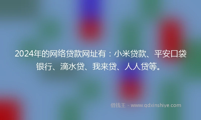 2024年的网络贷款网址有：小米贷款、平安口袋银行、滴水贷、我来贷、人人贷等。
