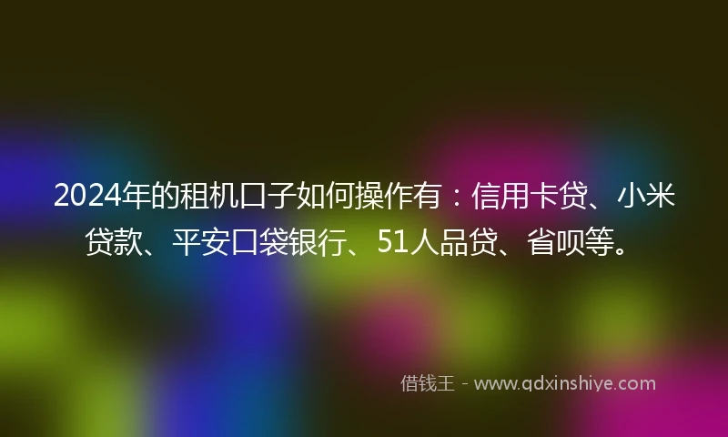 2024年的租机口子如何操作有：信用卡贷、小米贷款、平安口袋银行、51人品贷、省呗等。