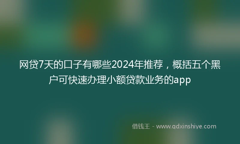 网贷7天的口子有哪些2024年推荐，概括五个黑户可快速办理小额贷款业务的app