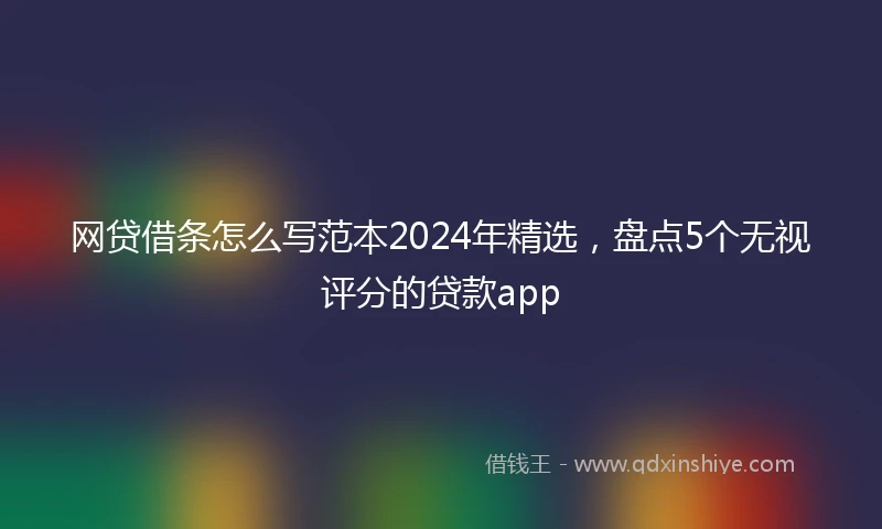 网贷借条怎么写范本2024年精选，盘点5个无视评分的贷款app