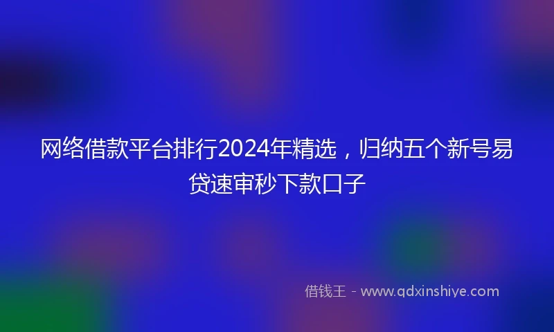 网络借款平台排行2024年精选，归纳五个新号易贷速审秒下款口子