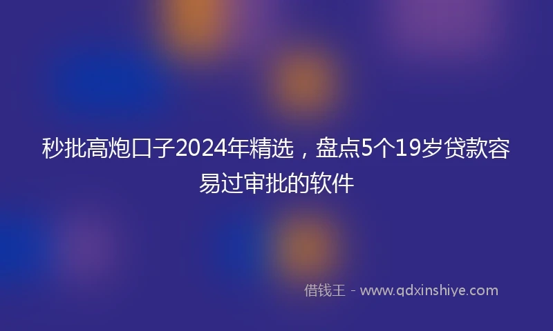 秒批高炮口子2024年精选，盘点5个19岁贷款容易过审批的软件