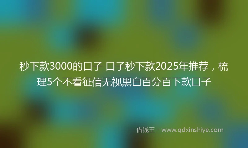 秒下款3000的口子 口子秒下款2025年推荐，梳理5个不看征信无视黑白百分百下款口子