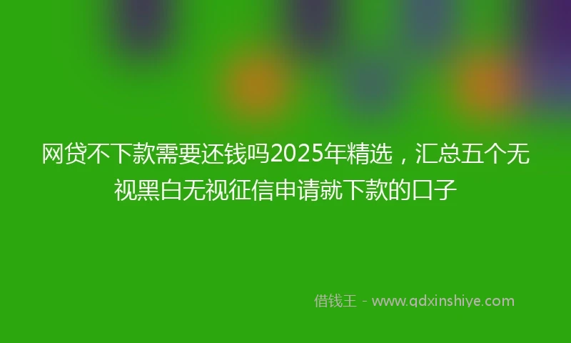 网贷不下款需要还钱吗2025年精选，汇总五个无视黑白无视征信申请就下款的口子