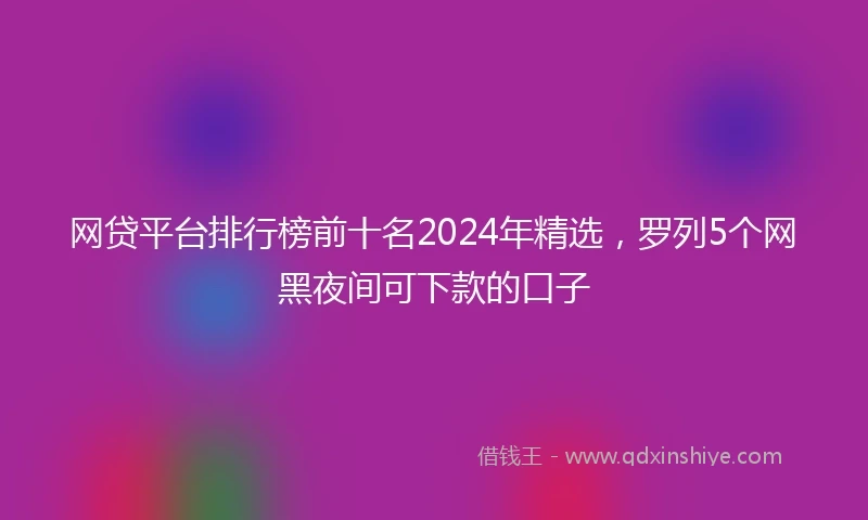网贷平台排行榜前十名2024年精选，罗列5个网黑夜间可下款的口子