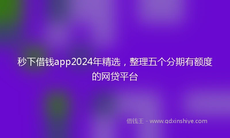 秒下借钱app2024年精选，整理五个分期有额度的网贷平台