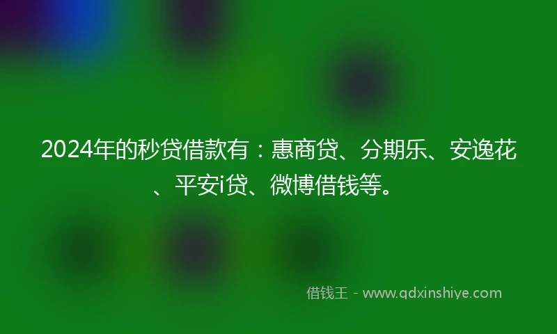 2024年的秒贷借款有：惠商贷、分期乐、安逸花、平安i贷、微博借钱等。