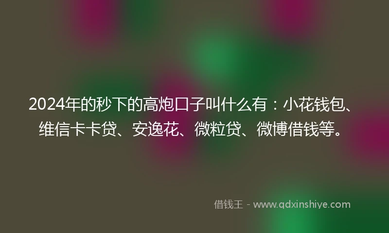 2024年的秒下的高炮口子叫什么有：小花钱包、维信卡卡贷、安逸花、微粒贷、微博借钱等。