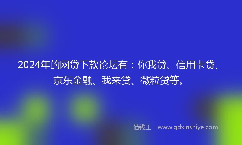 2024年的网贷下款论坛有：你我贷、信用卡贷、京东金融、我来贷、微粒贷等。