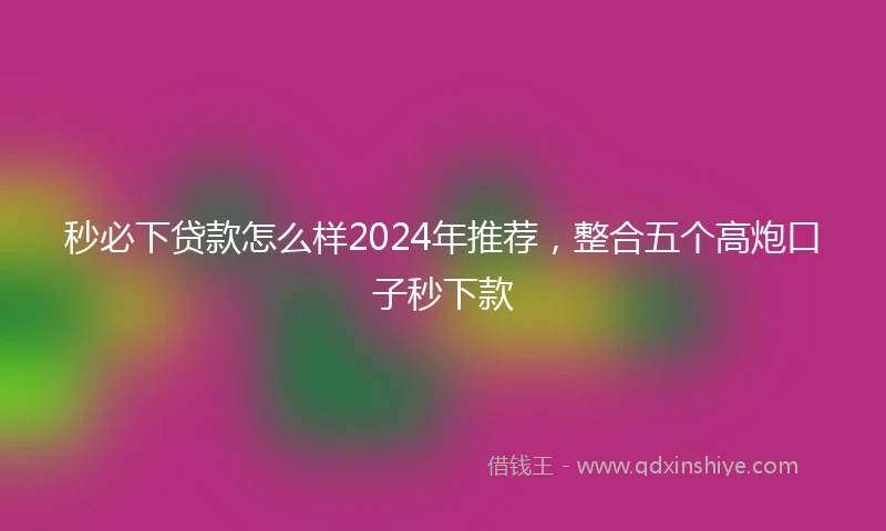 秒必下贷款怎么样2024年推荐，整合五个高炮口子秒下款