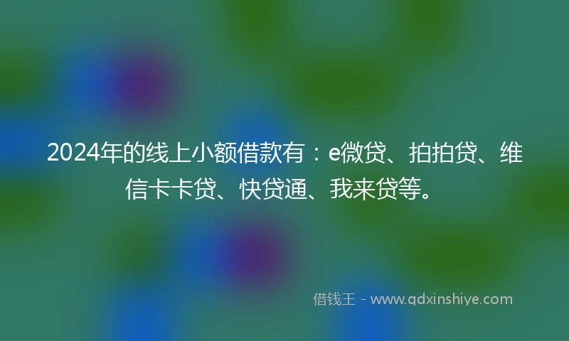 2024年的线上小额借款有：e微贷、拍拍贷、维信卡卡贷、快贷通、我来贷等。