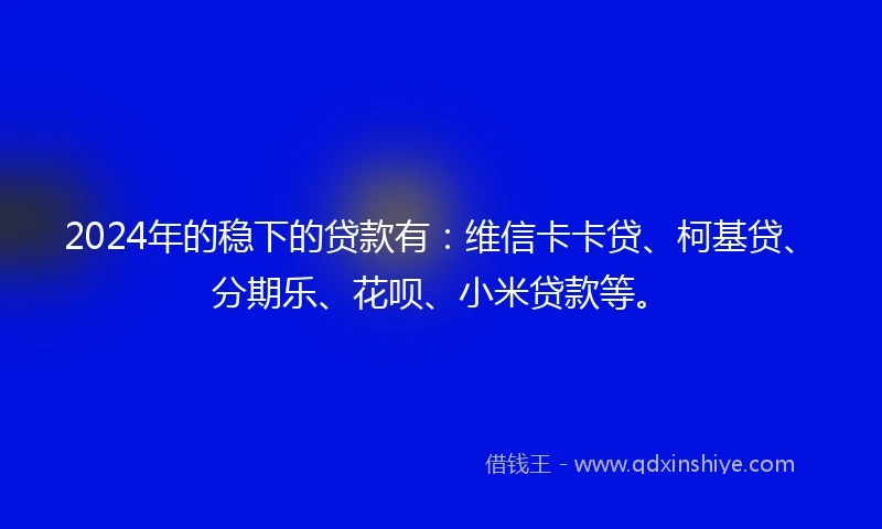 2024年的稳下的贷款有：维信卡卡贷、柯基贷、分期乐、花呗、小米贷款等。