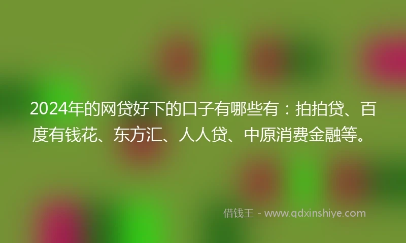 2024年的网贷好下的口子有哪些有：拍拍贷、百度有钱花、东方汇、人人贷、中原消费金融等。