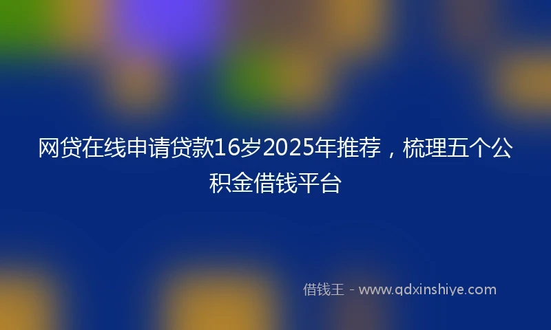 网贷在线申请贷款16岁2025年推荐，梳理五个公积金借钱平台