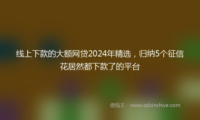 线上下款的大额网贷2024年精选，归纳5个征信花居然都下款了的平台