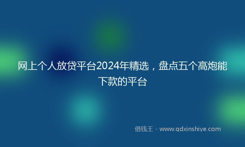 网上个人放贷平台2024年精选，盘点五个高炮能下款的平台