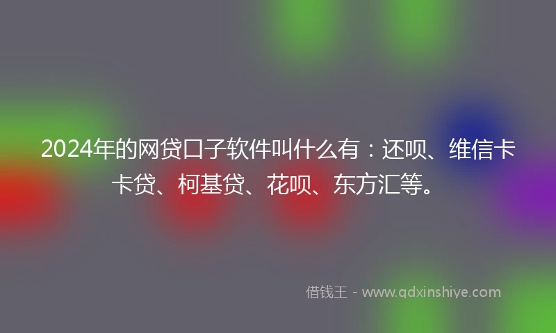 2024年的网贷口子软件叫什么有：还呗、维信卡卡贷、柯基贷、花呗、东方汇等。