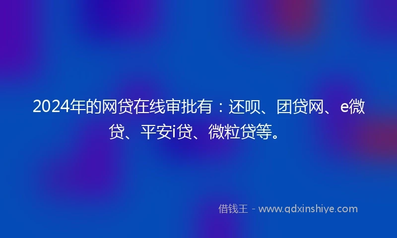 2024年的网贷在线审批有：还呗、团贷网、e微贷、平安i贷、微粒贷等。