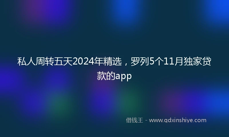 私人周转五天2024年精选，罗列5个11月独家贷款的app