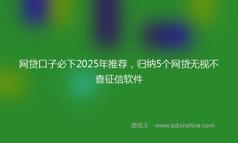 网贷口子必下2025年推荐，归纳5个网贷无视不查征信软件