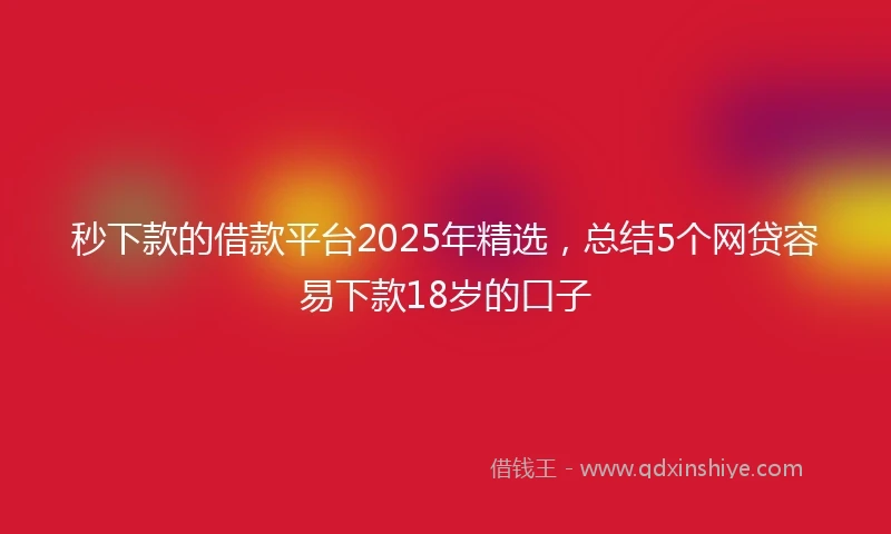 秒下款的借款平台2025年精选，总结5个网贷容易下款18岁的口子