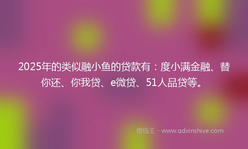 2025年的类似融小鱼的贷款有：度小满金融、替你还、你我贷、e微贷、51人品贷等。