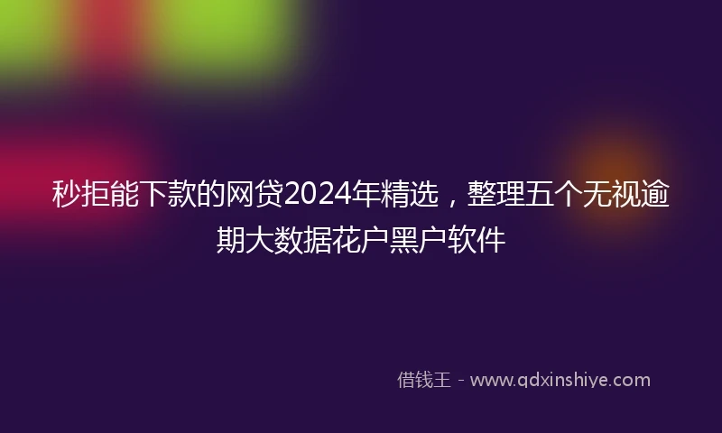 秒拒能下款的网贷2024年精选，整理五个无视逾期大数据花户黑户软件