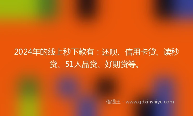 2024年的线上秒下款有：还呗、信用卡贷、读秒贷、51人品贷、好期贷等。