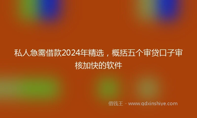 私人急需借款2024年精选，概括五个审贷口子审核加快的软件