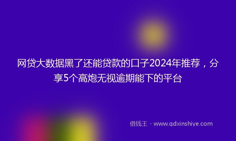网贷大数据黑了还能贷款的口子2024年推荐，分享5个高炮无视逾期能下的平台