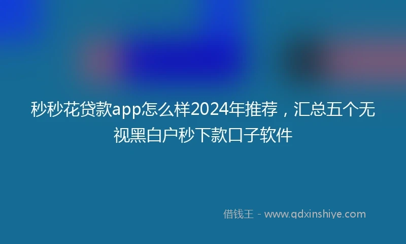 秒秒花贷款app怎么样2024年推荐，汇总五个无视黑白户秒下款口子软件