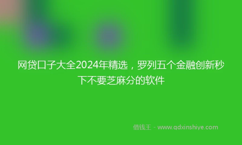 网贷口子大全2024年精选，罗列五个金融创新秒下不要芝麻分的软件