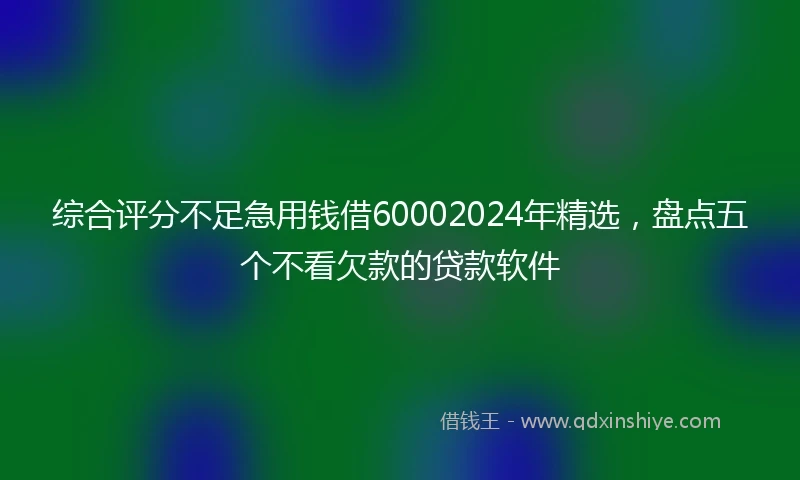 综合评分不足急用钱借60002024年精选，盘点五个不看欠款的贷款软件