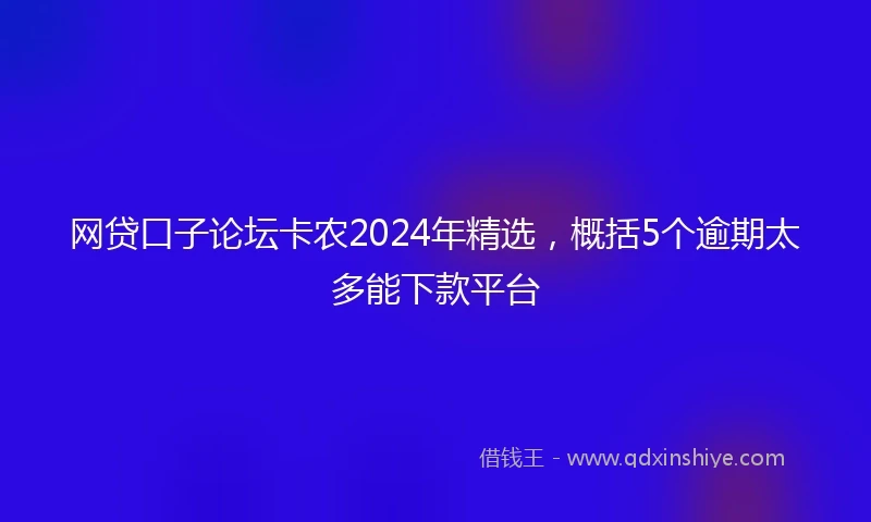 网贷口子论坛卡农2024年精选，概括5个逾期太多能下款平台