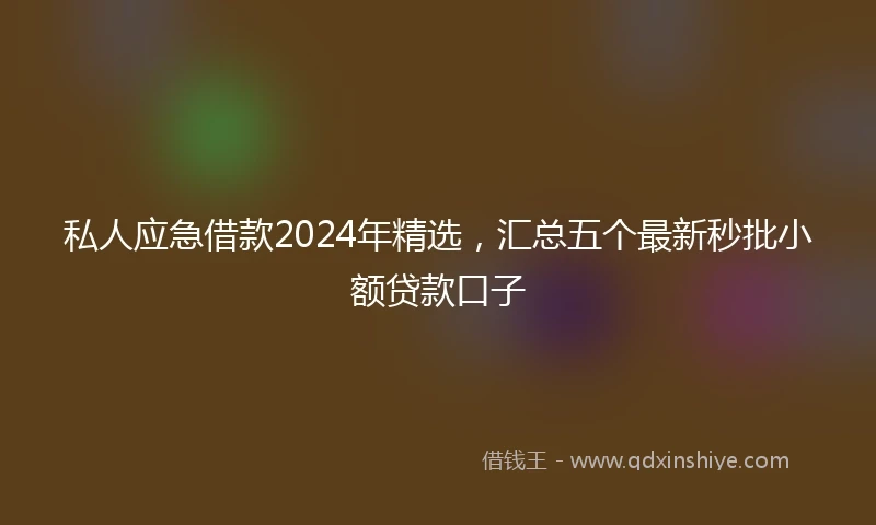私人应急借款2024年精选，汇总五个最新秒批小额贷款口子